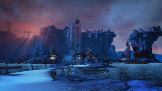 Fantasy city night red sky - global illumination free wallpaper for desktop