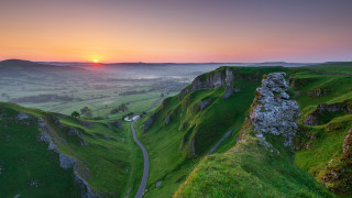 Scenic valley road sunset bush - a scenic view of a valley free wallpaper