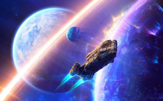 Space station galaxy moon starfantasy - sci fi fantasy free wallpaper