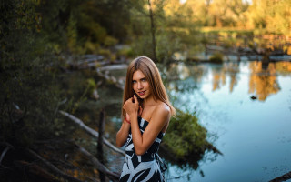 Woman river forest portrait bare - the background and a body of water free wallpaper