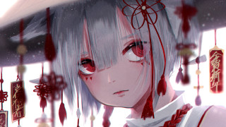 White haired red eyed blood - a red ribbon free wallpaper for desktop