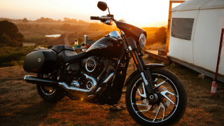 Motorcycle field trailer trailerhome sunset - a field next free wallpaper