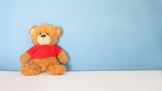 Teddy bear blue wall gradient - a blue wall behind free wallpaper for desktop