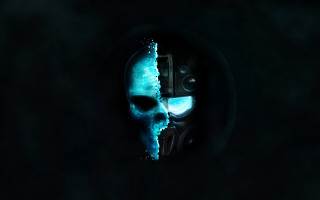 Skull painted face blue halo - halo free wallpaper for desktop