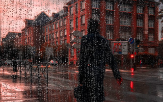 Rain umbrella street red traffic - florence engelbach free wallpaper