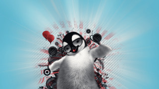 Penguin heart scissors hand image - a penguin free wallpaper for desktop