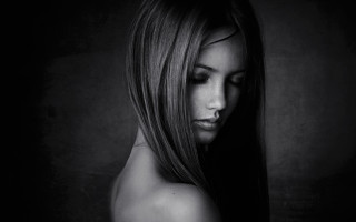 Woman long hair black background 8 - photo free wallpaper