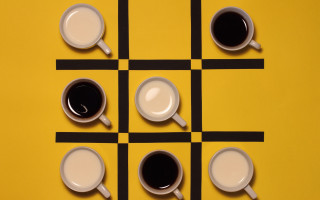 Coffee cups yellow table symmetry - perfect symmetry free wallpaper