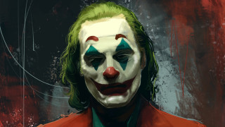 Joker green hair red jacket - a digital painting free wallpaper