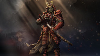 Dark samurai armor sword spotlight - a man in a costume holding free wallpaper