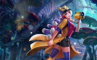 Woman bear girl camera fantasy - free anime wallpaper for desktop