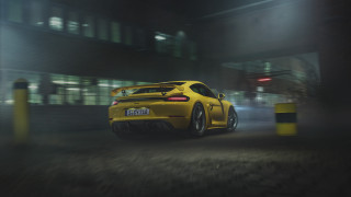 Yellow sports car night fog - a yellow sports car free wallpaper