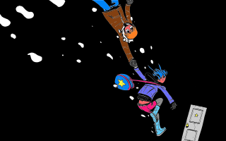 Cartoon skier fall ski lift - asaf hanuka free wallpaper