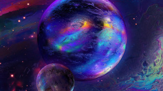 Planets colorful space stars moon - two planet free wallpaper