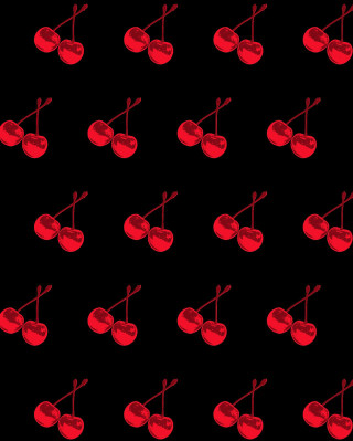 Black background red cherries red - kitsch movement free wallpaper for mobile