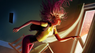 Pink haired woman ladder bright - a ladder free wallpaper