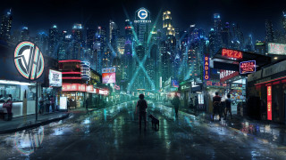 Cyberpunk street night dog neon - cyberpunk city free wallpaper