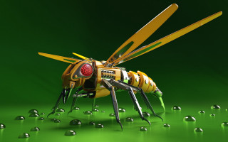 Yellow black insect tools underwater - beeple free wallpaper