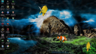 Desktop fish painting mountain clouds - cloud and water free wallpaper