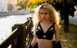 Woman bikini bridge water autumn - kai carpenter free wallpaper