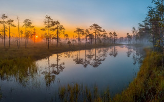 River trees foggy sunset autumn - arkhip kuindzhi free wallpaper