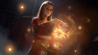 Woman red dress firework orb - clint cearley free wallpaper