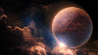 Red planet clouds bright light - free space wallpaper for desktop