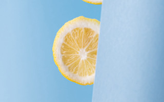 Lemon half blue background minimalism - fructose free wallpaper for desktop