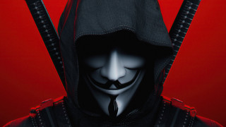 Black hooded suit swords red - a mask free wallpaper
