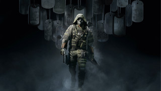 Man gasmask uniform smoke gun - the ceiling free wallpaper for desktop