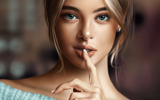 Blonde woman cigarette blue sweater - a blue sweater free wallpaper