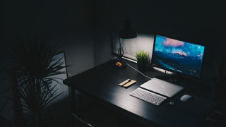 Desk computer laptop dark room - affinity photo free wallpaper for desktop