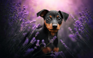 Dog lavender field purple light - a field of lavender free wallpaper