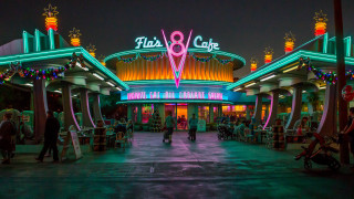 Neon lit cityscape night bridge - the roof free wallpaper