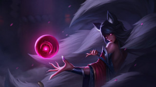 Ahri furry vastaya fox energetic - a red dress holding free wallpaper