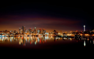 City skyline night reflection water 8 - everett warner free wallpaper