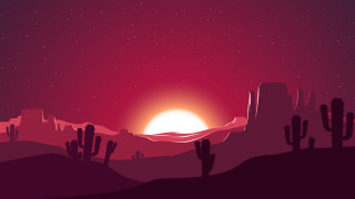 Desert sunset cactus starry sky - a distant star free wallpaper