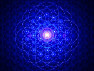 Blue flower red center light - sacred free wallpaper