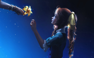 Fantasy girl flowers knife city - another girl free wallpaper