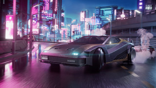 Futuristic car cityscape neonlights bridge - a futuristic car free wallpaper