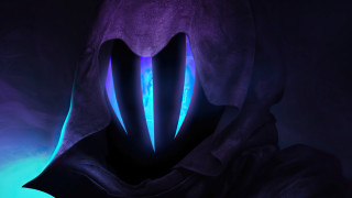 Hooded glowing eyes blue light - hood free wallpaper for desktop