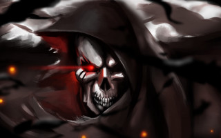 Skull red light hooded cloak - shown free wallpaper