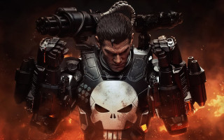 Man suit guns skull embers - his chest free wallpaper