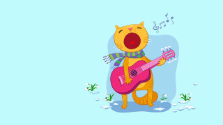 Cat playing guitar microphone folk - a guitar free wallpaper