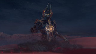 Desert night glowing helmet aurora - a man in a costume free wallpaper