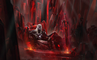 Demonic throne room red glowing - a demonic looking man free wallpaper