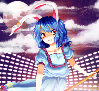 Girl blue hair rabbit ears - a bat free wallpaper for tablet