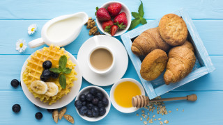 Blue table food fruit coffee - a blue table free wallpaper