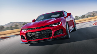 Red chevrolet camaro mountains road - promotional free wallpaper for desktop