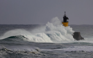 Lighthouse wave stormy ocean cloudy - arthur b. carles free wallpaper